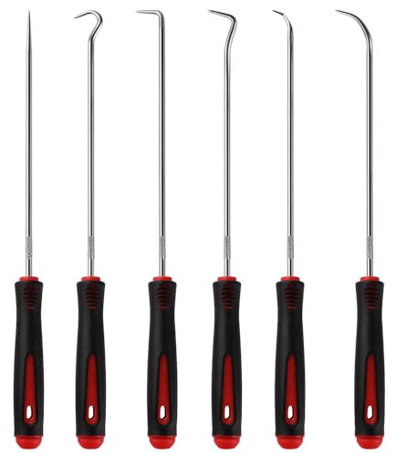 YIXISI 6 Piezas 24cm Juego de Púas y Ganchos, Juego de Ganzúas y Ganchos de Precisión, Gancho de Selección de Precisión, Extractor de Anillo Tórico, para Quitar Mangueras y Juntas, Caucho