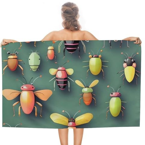 Strandlaken Insektenatlas Weiches Strandtuch Mikrofaser Duschtücher Für Picknicks Reise Strand 80X130Cm