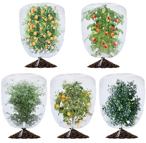 Garden Plant Fruits Tree Protection Netting Covers with Drawstring, 3.3 x 2.7Ft Bird Insect Netting Bag for Garden Protection, Plant Netting Barrier for Fruit/Flower/Herb/Vegetables (3.3 x 2.7Ft)