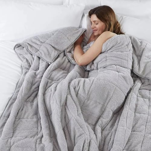 viceroy bedding TEDDY FLEECE Weighted Blanket for Adults Soft Sherpa Throw Sleep Therapy Autism Sensory Anxiety Stress Relief Insomnia Sleeping Aid (Silver Grey, Double - 125cm x 180cm - 6kg (13lb))