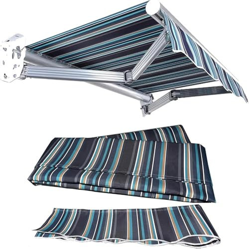 Telo Di Ricambio Per Tenda Da Sole 300x250cm Retrattile Manuale Tessuto Di Ricambio Per Tenda Parasole, Tettuccio Parasole Copertura Superiore (Blue,3.5x2.5m/12x8ft)