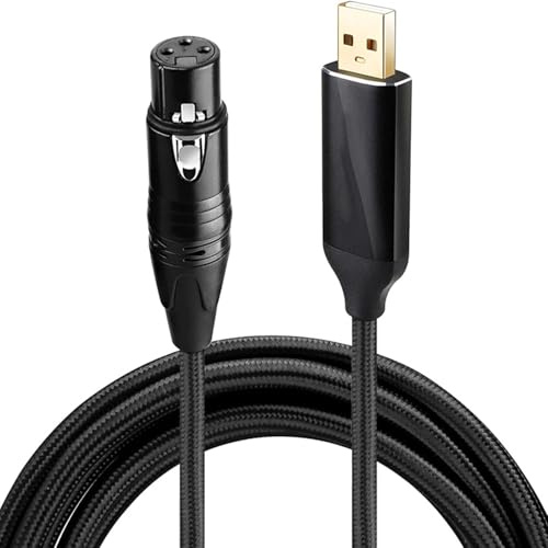 Illkjasfc Cavo Convertitore Femmina USB A 3 Pin con Riduzione del Rumore con Fili Ramati per La Registrazione in Studio Domestico Cavo Microfono USB Studio Domestico