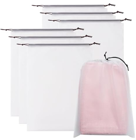 Acunny Resväskor för packning av, transparent skopåse för resor, bärbar, med dragsko, transparent, 6 stycken, för resväskor, män, kvinnor, resor, tåg