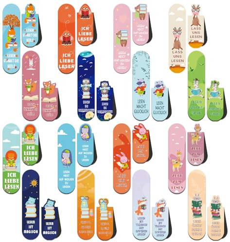 16 Stück Magnetische Lesezeichen,Lesezeichen Bunt,Magnetische Seiten,Markierungen Positive,Magnetic Bookmarks Kinder,Magnetische Seitenclips für Schüler Lehrer Lesen Schule Lieferungen
