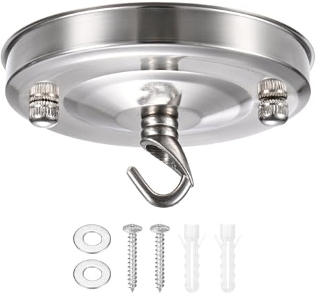 M METERXITY 1-Pack Light Canopy Kit, 4.3 Replacement Cover Plate for Chandelier Fixture/Pendant Light/Swag Light, Ceiling Hooks Cover Plate [Nickel Silver]