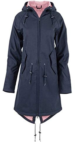Outdoor Jackets for Women Waterproof Windproof Softshell Jacket Women's Long Tailored with Hood Large Sizes Windbreaker Raincoat Lightweight Breathable Functional Jacket Lined Warm Hiking Jacket, navy