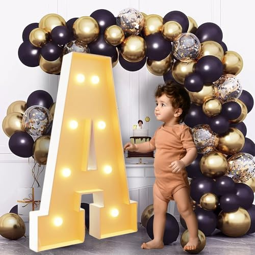 Lettres de chapiteau de 0,7 m de haut - Grandes lettres lumineuses - Décorations de fête prénatale, mariage, fiançailles, demande en mariage - Décorations de fête - Toile de fond en carton A