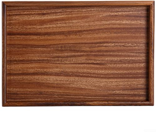 Plateau de service à thé en bois de noyer, plateau à goûter pour café, dessert, plateau en bois pour présentation de cérémonie de thé sec (33 x 23 x 2,6 cm)