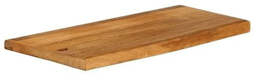Eleganz Mesa de madera de mango maciza, 70 x 40 x 2,5 cm, con borde de árbol, aspecto de roble rústico para cocina, salón o jardín, duradero y natural