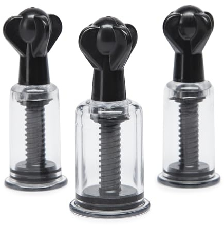 Lovehoney DOMINIX Deluxe Nipple & Clit Triple Sucker Set | Powerful Suction Pumps for Intense Nipple & Clitoral Play | Adjustable Twist-Top Chambers for BDSM Sensation Play | Clear Adult Sex Toy