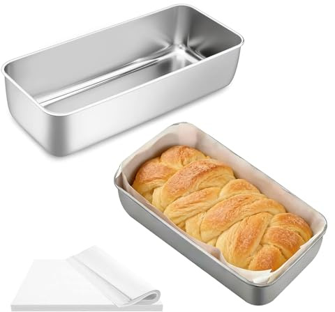 eupdd Brotbackform Edelstahl: 2 Stück 30,5cm Edelstahl Brotform, Rechteckig, Leicht zu Reinigen Spülmaschinenfest für Kuchen, Brot und Toast, für Backofen