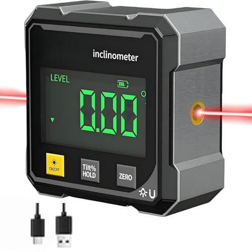 Strumento di precisione laser 5 in 1, goniometro digitale con display LCD e fissaggio magnetico a 4 lati, impermeabile IP54, adatto per costruzioni e lavori in legno