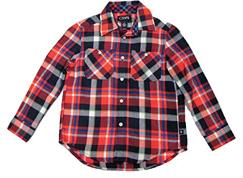 Chaps Boys & Toddler Plaid Flannel Button-up Long-Sleeve Shirt (4, Bright Pop Big Check)
