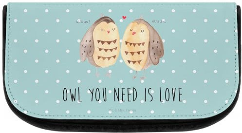 Mr. & Mrs. Panda Kosmetiktasche Eulen Liebe - Geschenk, Pärchen, kosmetiktäschchen, Kulturtasche, Eule, Beauty case, Liebesspruch, kulturtäschchen, All You Need is Love, Kulturbeutel