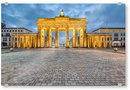 artboxONE Acrylglasbild 60x40 cm Städte/Berlin Brandenburger Tor Panorama - Bild Berlin Beleuchtung Berlin