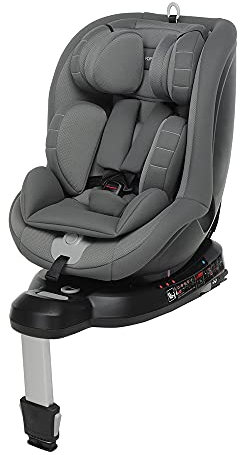Foppapedretti Seggiolino Auto Logik I-Size, Seduta Girevole a 360°, per bambini da 40 a 105 cm di altezza, conforme ECE R129, Fissaggio Isofix, Poggiatesta a 13 altezze, Grigio