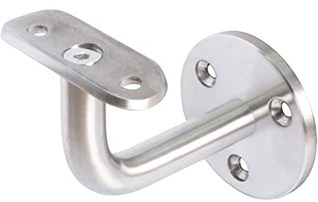PRIOstahl Handlaufhalter Handlauf Wandhalter Handlaufstütze - 2 x Handlaufträger an die Wand für 33,7 mm Rundrohr mit 3-Loch Befestigung zum Anschrauben aus Edelstahl V2A Geländer Rohr Treppe