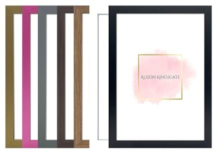 Alison Kingsgate Elegant Sleek White A3 Frame Size (29.7 x 42cm) - Flat Classic Design White A3 Picture Frame with Safe Perspex Front & Wall Hanging Hooks - British Handmade Décor Frames