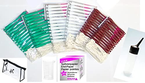 RESTPOSTEN - STARK REDUZIERT!!! ►►► Dauerwellwickler Set - 1-farbig + FP Kosmetiktasche + Spitzenpapier + Auftrageflasche (Set 72 St. 1-farbig + Zubehör)