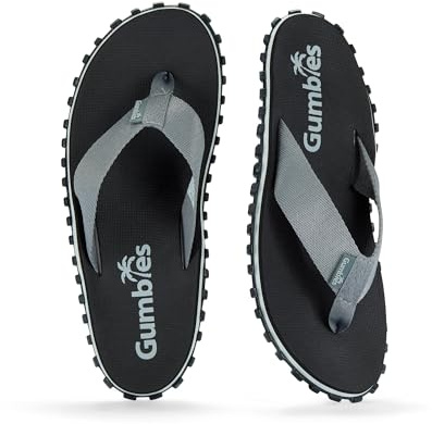 Gumbies Duckbill Flip-Flops | Unisex Amphibious EVA Flip-Flops with Recycled Rubber Outsole & PET Webbing Straps | Adventure-Ready Land & Water Footwear | Black & Grey | EU 42