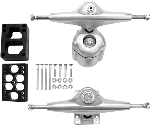Lazycloud Meraki Land Surfing Eje de monopatín, Eje de Surf para YOW S6 Red Spring Bridge Longboard Skateboard Trucks Adaptador, Juego de Sellos Plateados