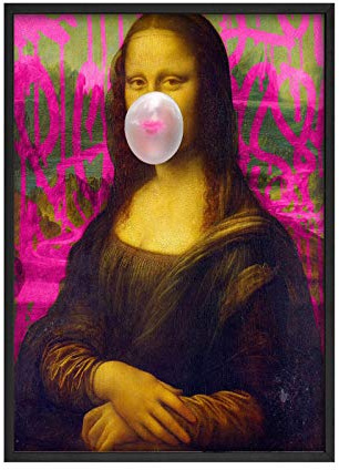 QITEX Bilder auf Leinwand 50x70cm Kein Rahmen Nordischer Stil Mona Lisa Blowing White Bubble Gum Poster Wand Bilder Leinwand Kunstdruckee Mona Lisa Gemälde Bild Wohnzimmer Modern