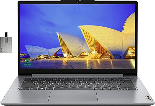 Lenovo Ideapad 1i 14 HD Laptop, Intel Celeron N4020 Processor, 4GB RAM, 64GB Memory, Intel HD Graphics 500, HD Webcam, 1 Year Office 365, Cloud Grey, Windows 11S, 32GB USB Card