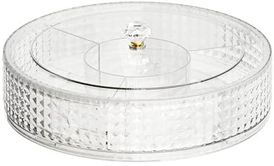 Jomewory Obstplatte, Geteilte Servierplatte Mit Deckel, Runde Platte, Aufbewahrungsbehälter Für Lebensmittel, Fächerbox, Klarer Organizer Für Süßigkeiten, Nüsse, Snacks