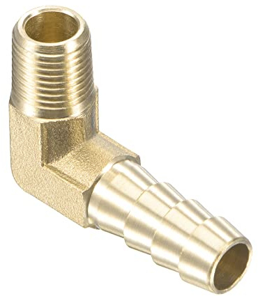 M METERXITY Brass Hose Barb Fittings - 90 Degree Elbow 5/16 Inch Brass Pipe Connector Apply to Water Gas(1/8 NPT Male Thread)