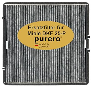 purero® Aktivkohlefilter DKF 25-P - Ersatzfilter passend für Miele DA 60x6 W / 6796 W / 699x W / 769x W, Nachfolgemodell zu DKF 25-1 - Optimale Geruchsabscheidung - Made in Germany
