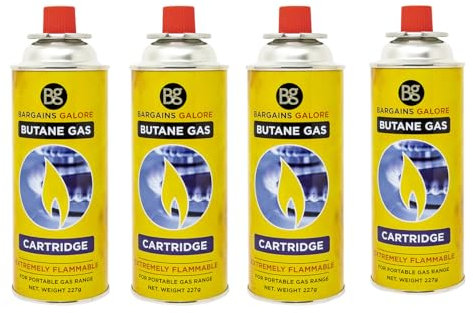 4 x Butane Gas Canisters - Suitable for Catering, Camping, Cooking & Heating | Outdoor Gas Canister for Portable Cooker Stove, Blowtorch, Bbq Grill, Weed Burner & Heater | EN417 Bottle Cartridges