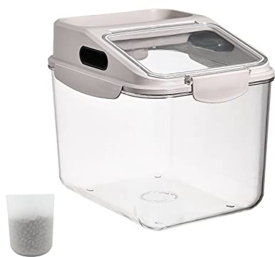 Fhiny 5.5LB Dog Food Storage Container, Airtight Pet Treat Bin Translucent Dry Food Grain Storage Barrels Sealed Bucket Moisture-Proof Plastic Cat Puppy Food Bin with Seal Locking Lid Keep Fresh