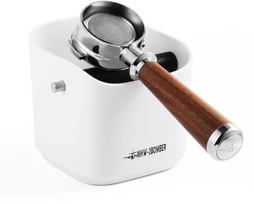 MHW-3BOMBER Espresso Knock Box, 1.2L(15 Cups) Coffee Knock Box with Removable Knock Bar and Anti-Slip Pads for Espresso Puck, Coffee Ground, Durable Espresso Accessories, White GB5968W-OS