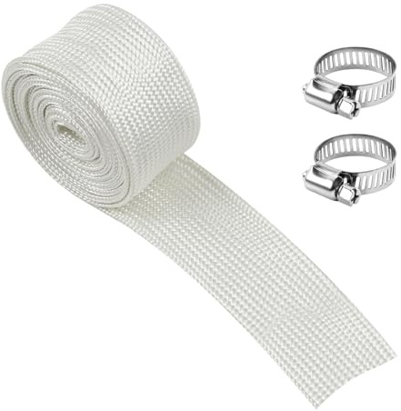 MaxEarn Abgasschlauch 25mm für Stromerzeuger, 300cm Isolierung Schlauch | High Temp Fiberglass Sleeving | mit 2 Clips | Für Heizungen Air-Klimaanlage, Notstromaggregat, Abgasrohr, Standheizung