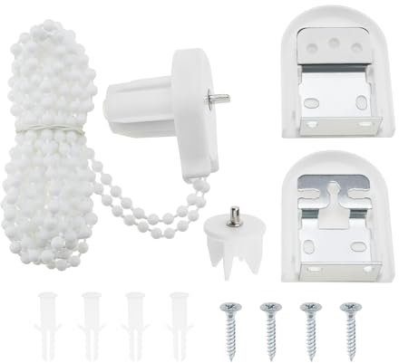 ECSiNG 25 mm Rollo-Reparaturset, Kunststoffrollo, Klemmträger, Rollo-Kupplung, Perlenkette, Zubehör für 25 mm Rolle, weiß