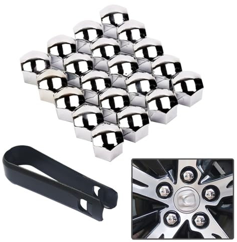 senvenelec 20 pezzi (argentato) 19 mm automobile universale in plastica dado di copertura dado bullone ruota copertura decorativa. Viene fornito con un gancio estraibile da 1 pezzo.