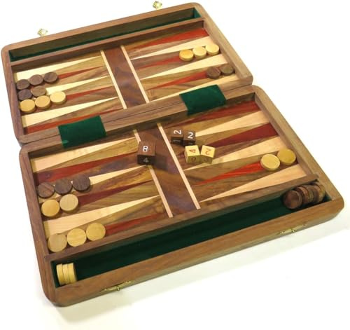 Wooden Folding Backgammon set Multiple Size Options Available (10 Inch)