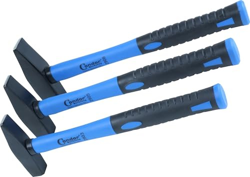 Condor Werkzeug 2900 | Schlosserhammer-Satz | 300/500 / 800 g | Hammer-Set 3-tlg. | Gummigriff mit Fiberglasstiel | DIN 1041