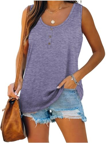 Famulily Damen Oberteile Sommer Ohne äRmel Elegant äRmelloses Hemdchen Violett 2XL
