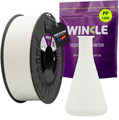 WINKLE Polypropylen PP Filament 1.75mm Weiß 1.5kg, 3D Drucker Filament | Filament Kompatibel mit FDM Druckern, PP 3D-Druckmaterialien, Maßgenauigkeit +/- 0.05mm, Chemikalienbeständig