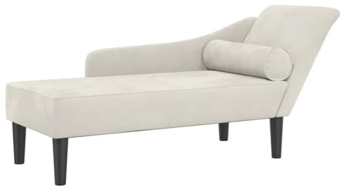 vidaXL Chaiselongue mit Kissen Creme Samt