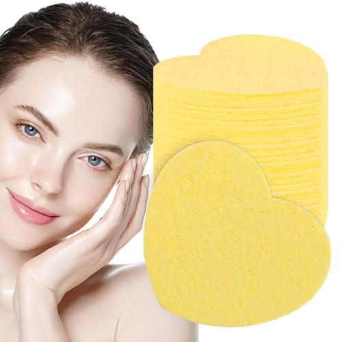 GkgWuxf Ansiktssvampar – hjärtformad komprimerad ansikte svamp naturliga svampdynor – ansiktsrengöring svamp för tvätt ansiktsrengöring exfoliera sminkborttagning