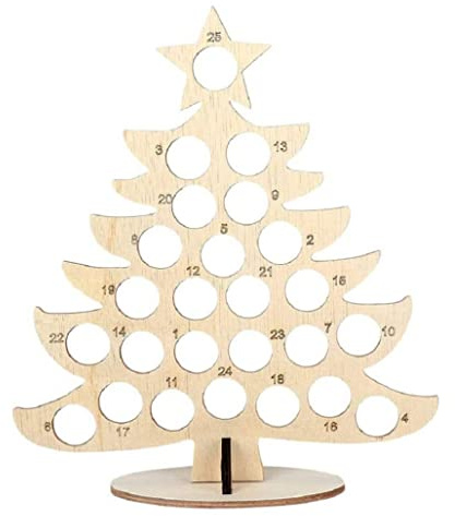 Calendario dell'Avvento in legno, Calendario Avvento 2023, Cornice in legno con cioccolato, Decorazione natalizia Style2 HOME