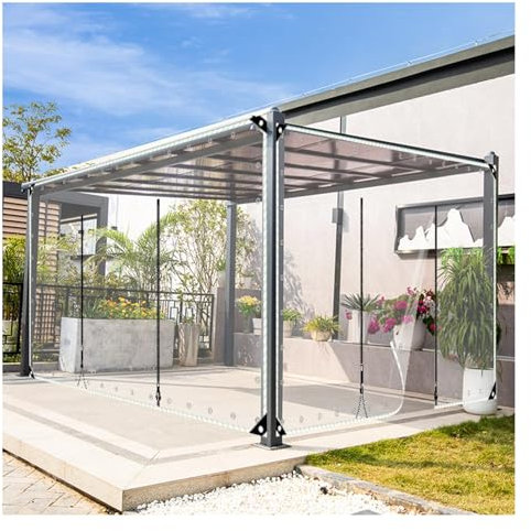 Transparente Plane mit Reißverschluss und Ösen für den Außenbereich, Gewächshaus, Terrasse, Garten, Pavillon, Camping, 1,8 x 2,5 m