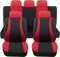 Susy Shop Juego de fundas universales para asientos delanteros y traseros, cómodos y transpirables, fundas de protección para asientos utilitarios medianos y pequeños, sin SUV (negro/rojo)
