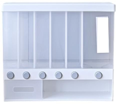 Dispensador Cereales Recipiente para Alimentos Dispensador De Arroz De 6 Rejillas Para Montaje En Pared, Dispensador De Cereales, Contenedor De Alimentos Secos, Dispensador De Granos Para Frijoles Y G