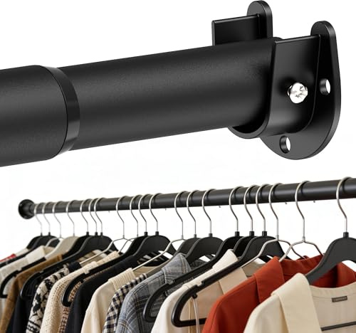 Schwarz Kleiderstange, Durchmesser 32mm 74-100cm Garderobenstange, Verstellbare Kleiderstange Geeignet für Kleiderschränke,Garderobe