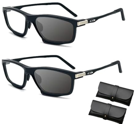 Generisch Sportliche, Farbwechselnde, Multifokale Lesebrille, Sport Farbwechselnde Multi-Focal Lesebrille, Farbwechselnde Anti-Blaulicht-Presbyopie-Brille (2pcs- Black,2.0X)