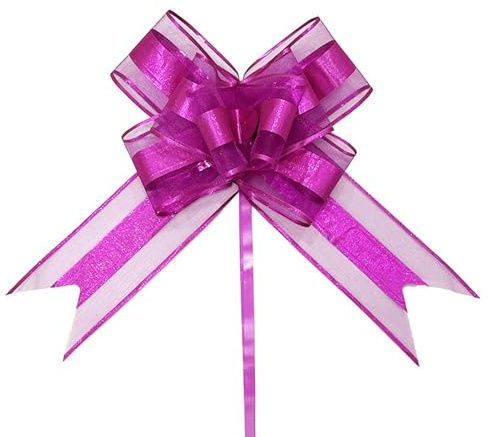 Chexin 20 Stück Geschenk Schleife, Glänzend Geschenkschleife Große(16cm),Riesen Organza Ziehschleife,Große Pull Bögen,Dekoschleife für Auto Dekor Hochzeit Geburtstag Weihnachten Verpackung,Dunkel Rosa