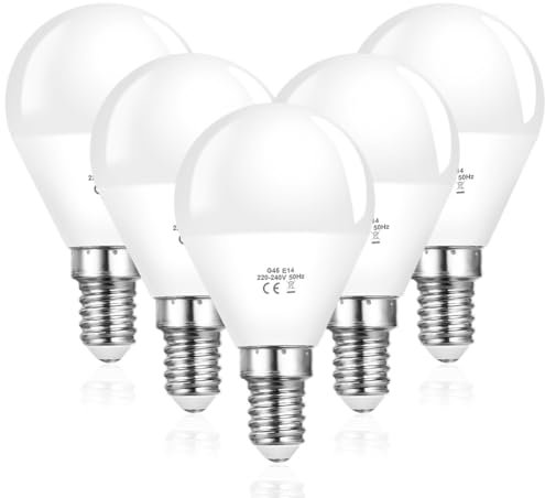 Vicloon 5 Stück E14 LED Lampe G45,LED Birne 6W 600 Lumen ersetzt 40W Glühlampen,6500K Kaltweiß, AC 220V-240V,Nicht Dimmbar Energiesparlampe